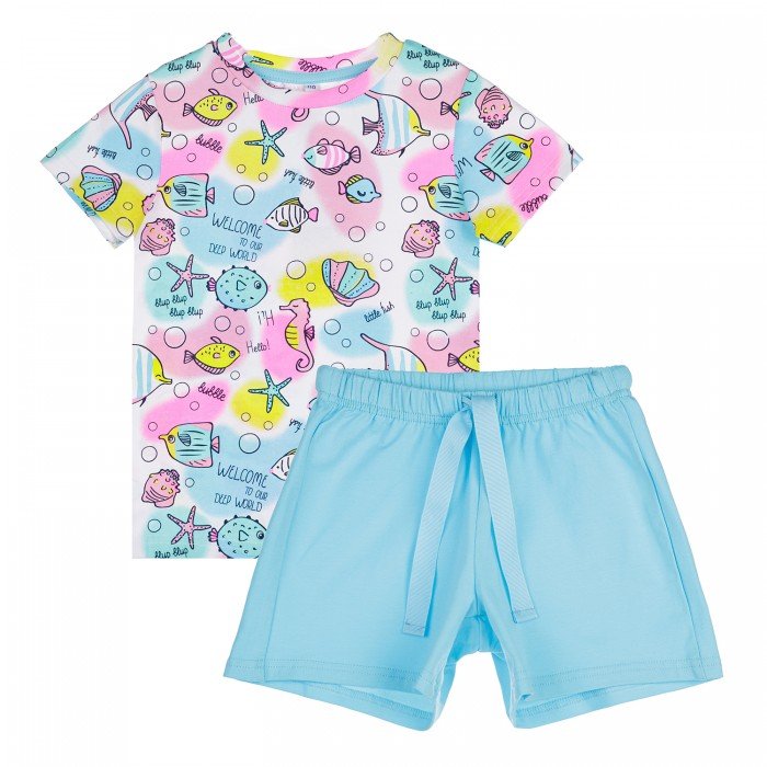 Комплекты детской одежды Playtoday Комплект трикотажный для девочек футболка и шорты 12122609