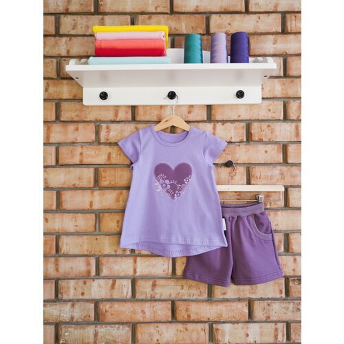 Комплект одежды BabyMaya для девочек, шорты и футболка, размер 28/98, фиолетовый