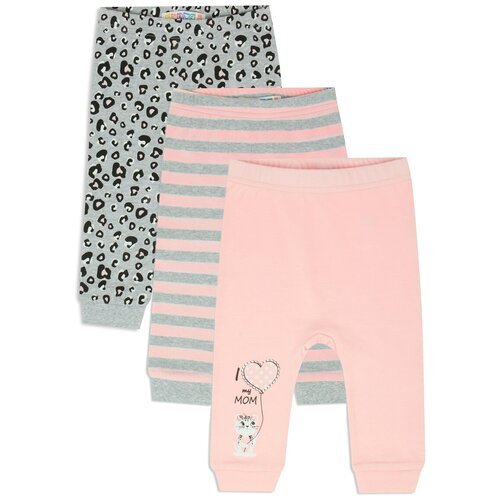Комплект: брюки для девочки, 3 шт. Me&We цв. Серый/Розовый р. 80