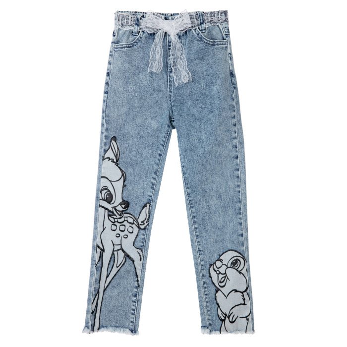 Брюки и джинсы Playtoday Брюки текстильные джинсовые для девочек Disney Bambi