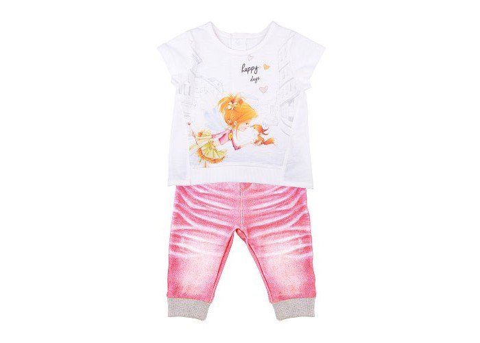 Комплекты детской одежды Папитто Комплект из футболки и штанишек для девочки Fashion Jeans