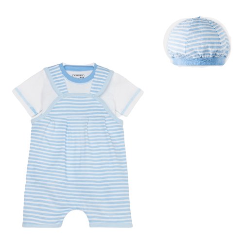Комплект (чепчик/боди/футболка) детский детская, цвет голубой/полоска, рост 68