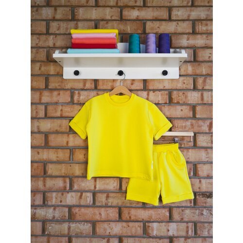 Комплект одежды BabyMaya для девочек, шорты и футболка, пояс на резинке, размер 28/92, желтый