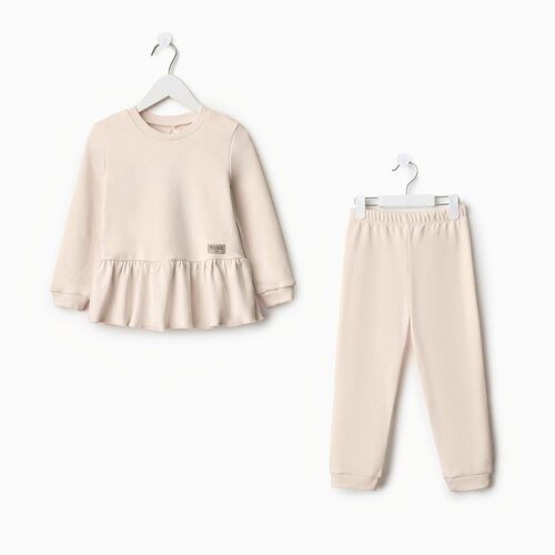 Комплект одежды Minaku для девочек, брюки и джемпер, повседневный стиль, размер 74-80, бежевый