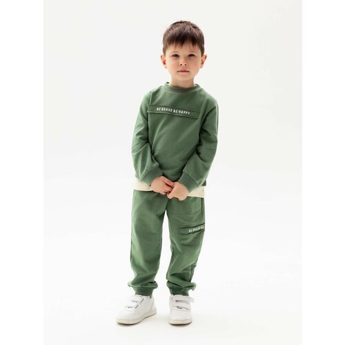 Комплект одежды для мальчиков, свитшот и брюки, размер 92, зеленый