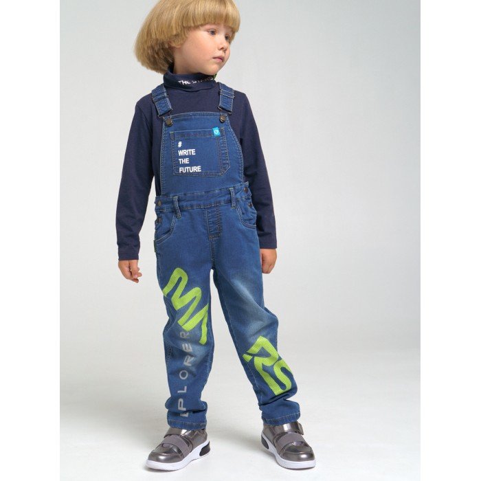 Брюки и джинсы Playtoday Полукомбинезон текстильный джинсовый для мальчиков 32112042