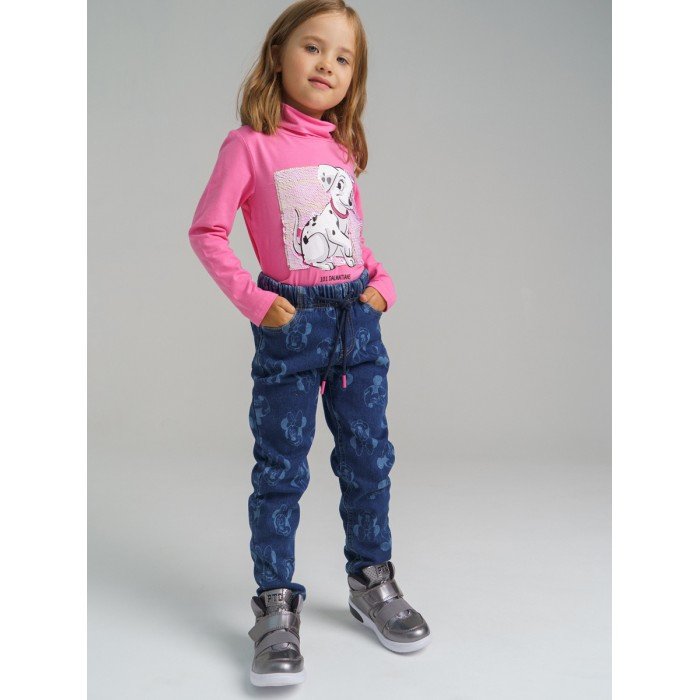 Брюки и джинсы Playtoday Брюки текстильные джинсовые утепленные флисом для девочек 32142056