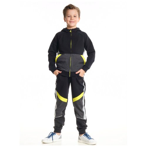 Комплект одежды Mini Maxi для мальчиков, спортивный стиль, капюшон, манжеты, размер 92, черный, зеленый