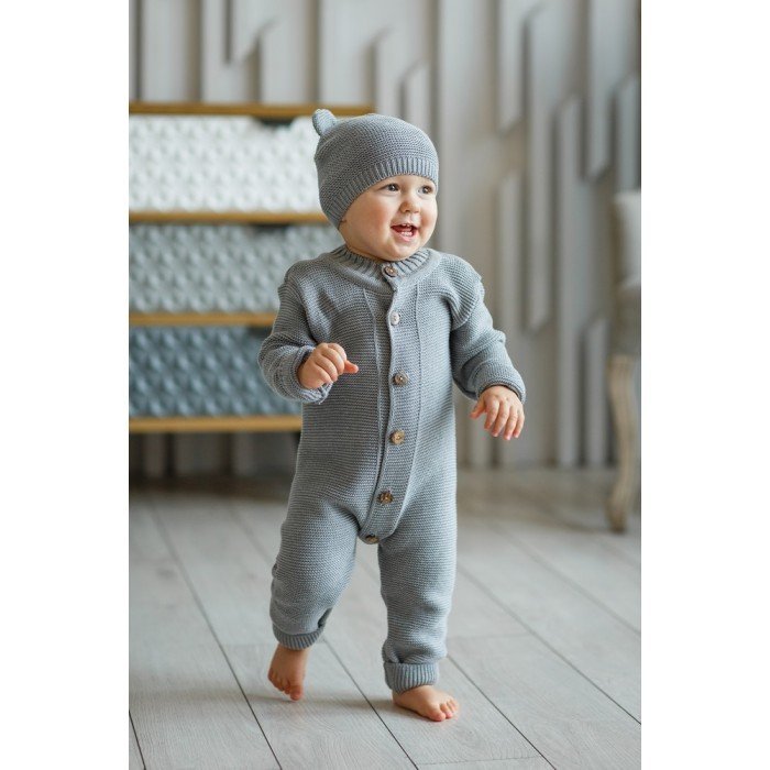 Комплекты детской одежды AmaroBaby Вязаный комбинезон детский с шапочкой Pure Love