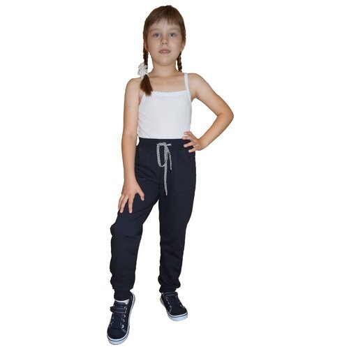 Спортивные штаны для девочки Белошвейка А 117ТС_38, темно-синие брюки спортивные для мальчика и девочки