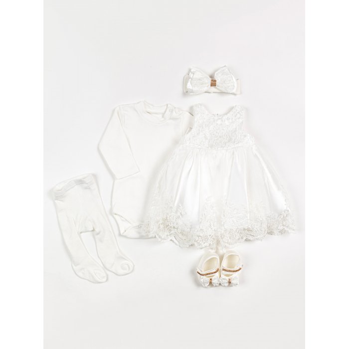 Комплекты детской одежды Star Kidz Комплект платье, боди, повязка и пинетки